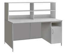 Laboratory table with locking file cabinet and upper superstructure SL-001.02.04
